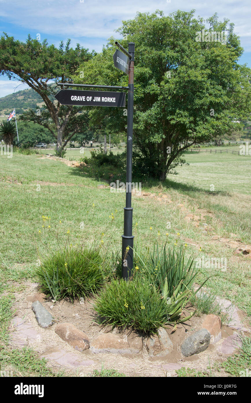 Jim Rorke's grave whose name is given to Rorkes Drift site of historic battle KwaZulu-Natal South Africa Stock Photo