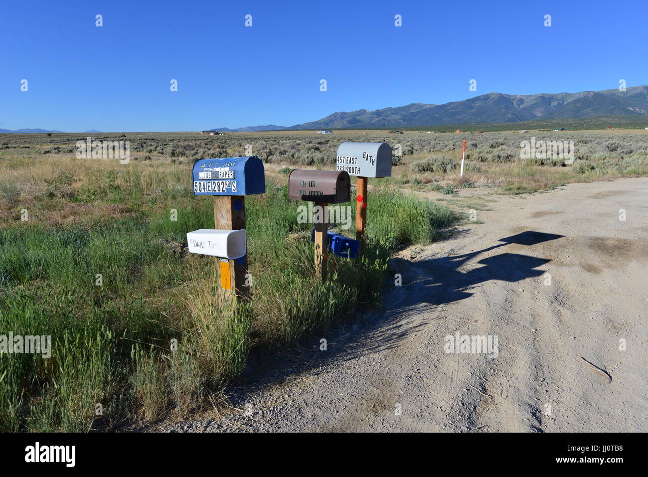 US Mail boxes on a desert road in Nevada Stock Photo Alamy