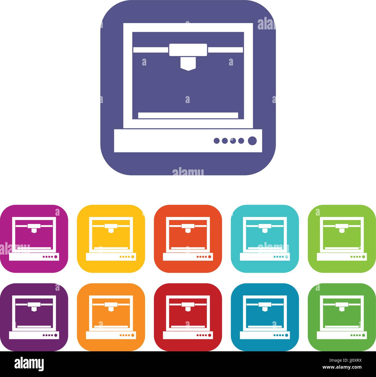 3d printer model icons set flat Stock Vector Image & Art - Alamy
