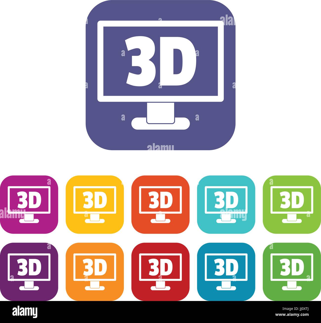 Computer monitor with 3d inscription icons set Stock Vector Image & Art ...