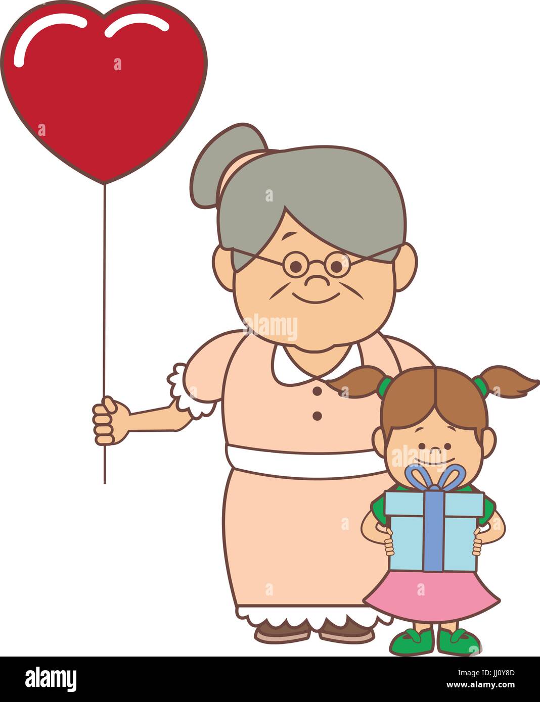 little girl and grandmother together family Stock Vector