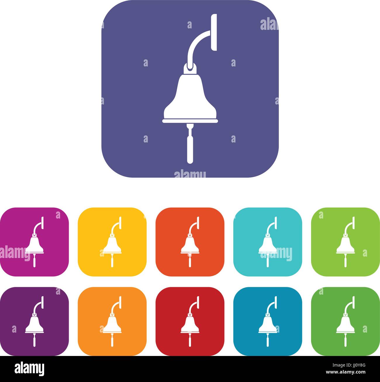 Ship bell icons set flat Stock Vector