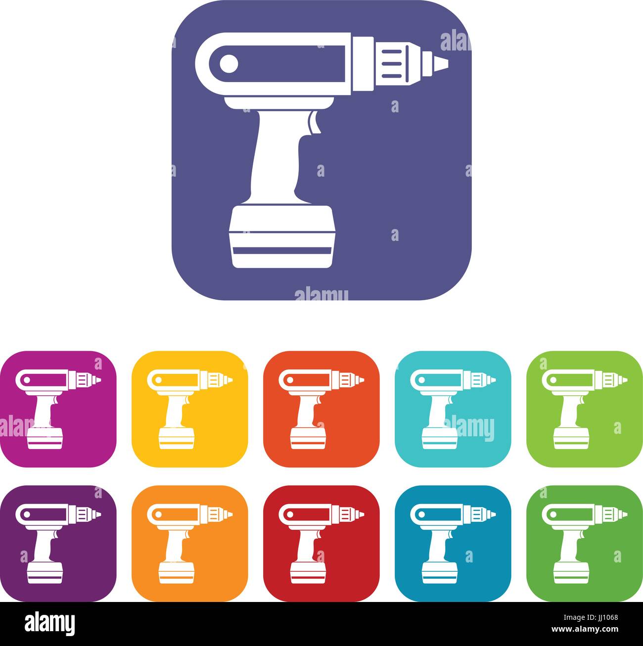 Electric screwdriver drill icons set flat Stock Vector Image & Art - Alamy