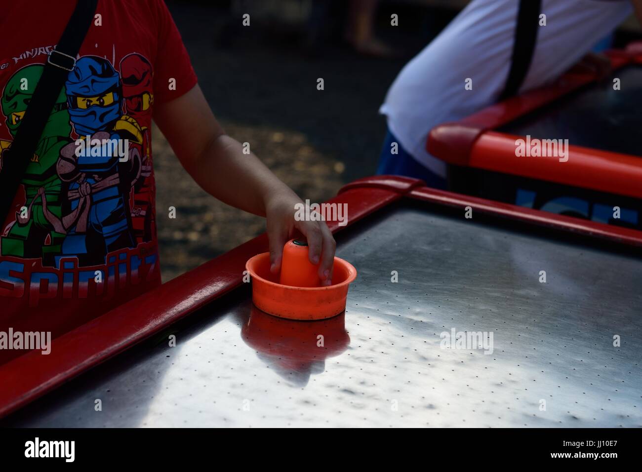 Air hockey game Stock Photo Alamy