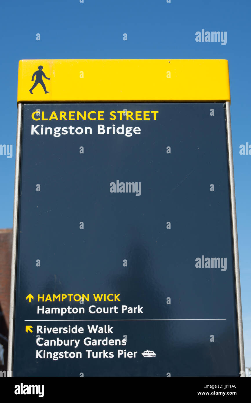 wayfinding sign in clarence street, kingston upon thames, surrey