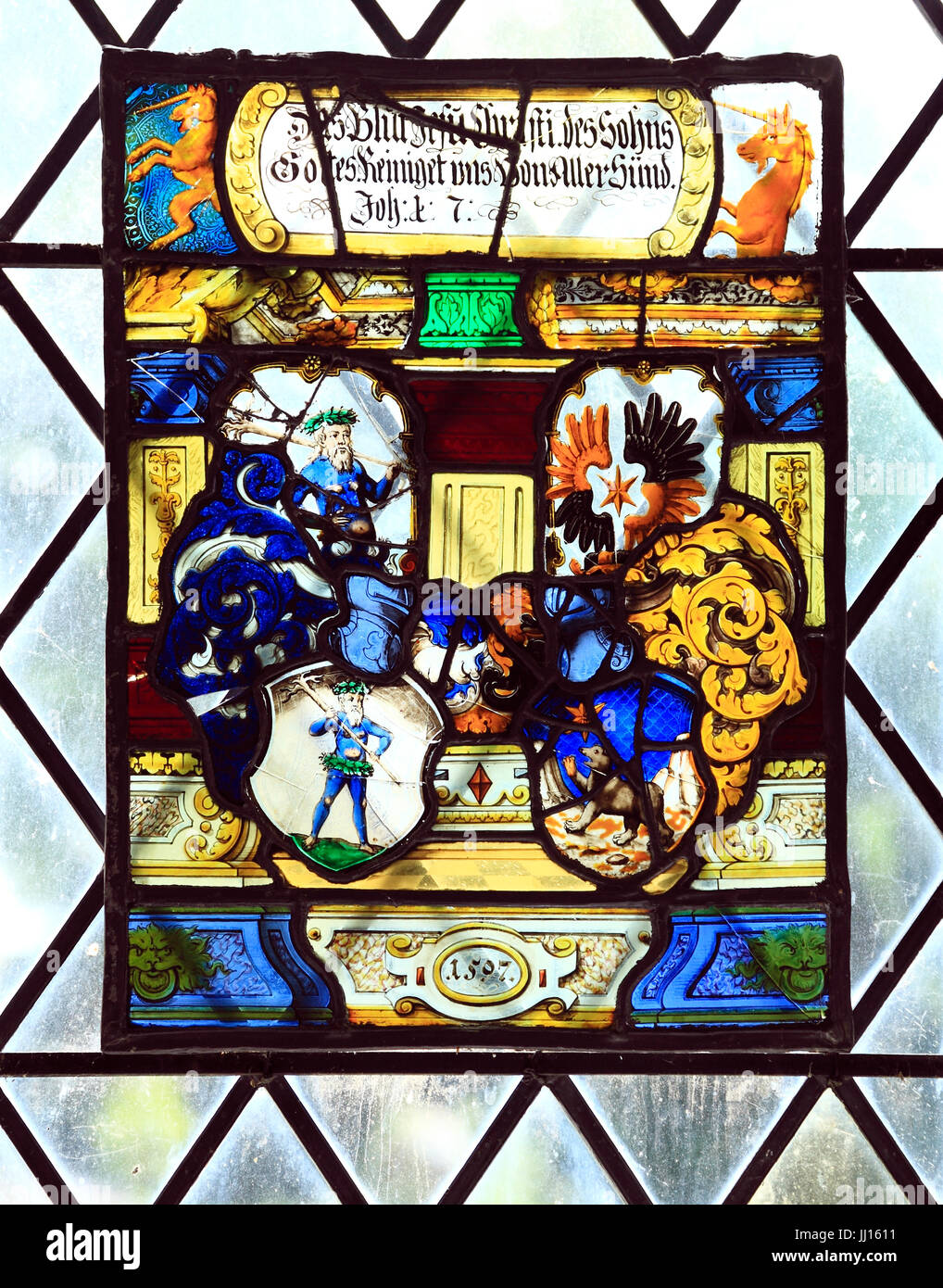 Stained Glass Window, 1597, East Barsham Manor, House, Norfolk, England