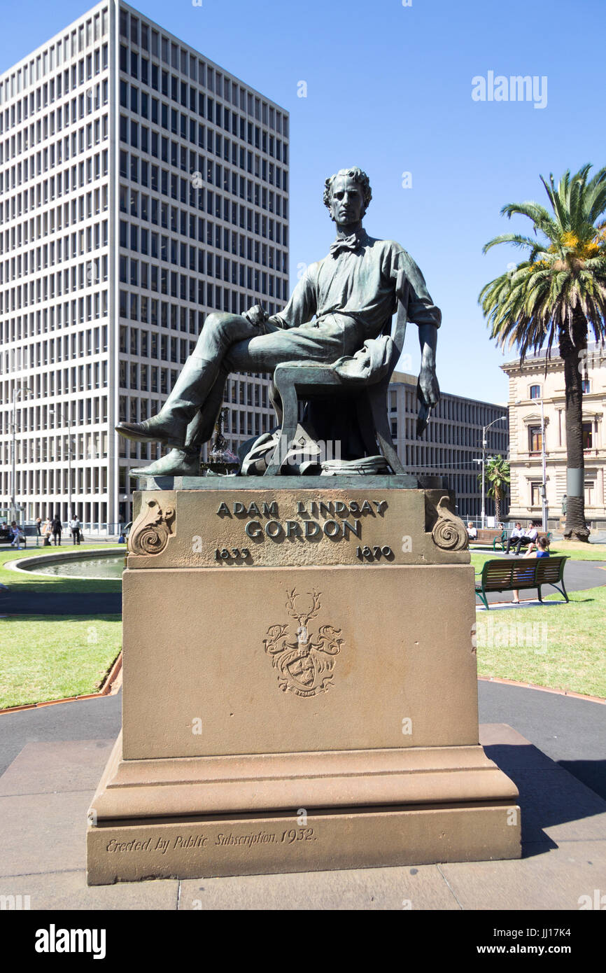 Statue of Adam Lindsay Gordon in Gordon reserve, Sring street, Melbourne, Victoria, Australia Stock Photo