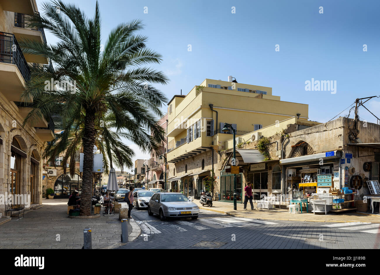 Tel Aviv, Israel : May 04, 2017 : Tel Aviv old district near Jaffa withs small shops and typicals streets bty day. Israel Stock Photo