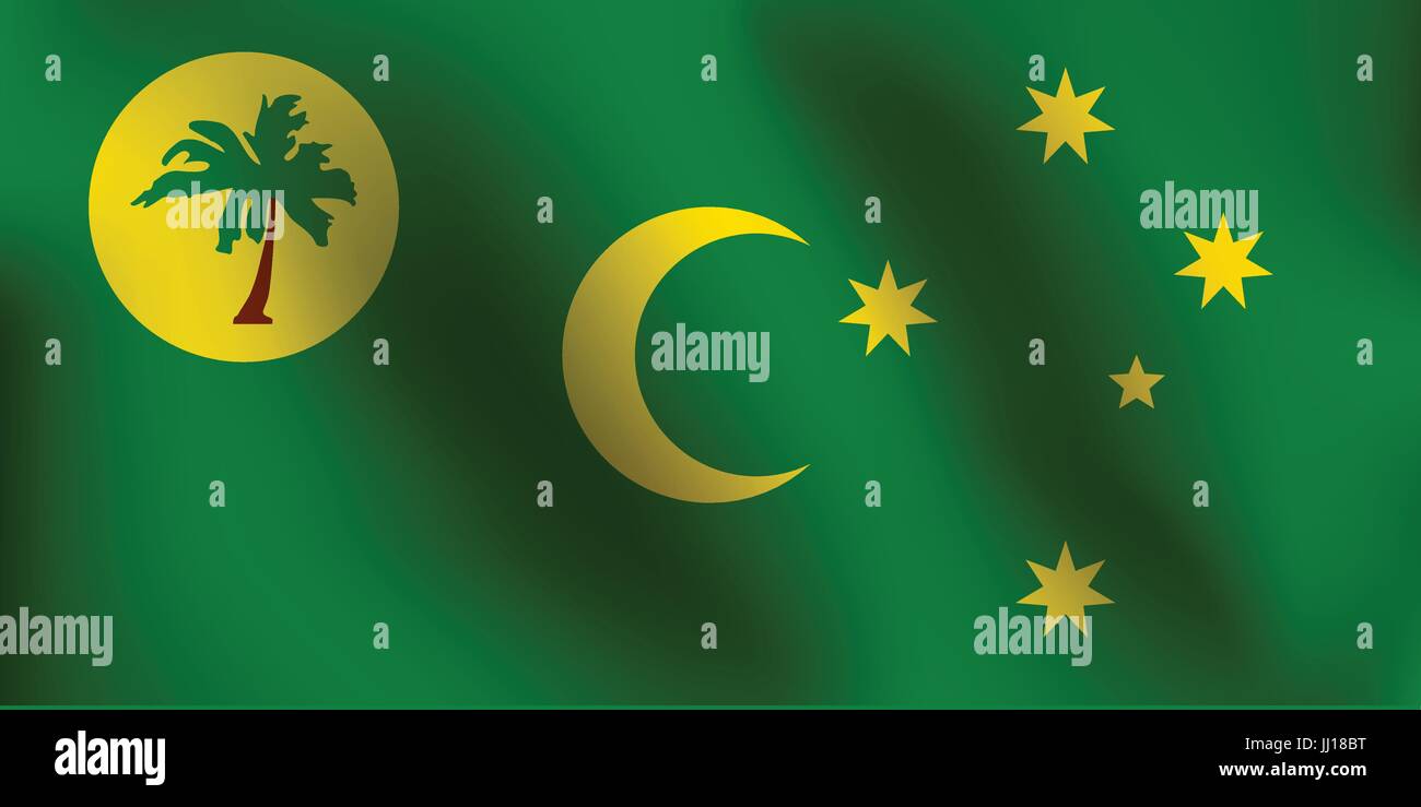 Flag of Cocos Island with a little Waving, Shading & Flag Colors