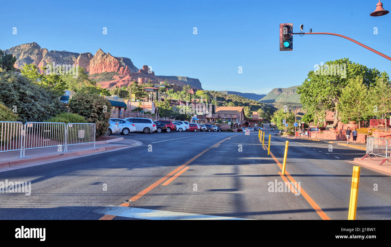 Sedona main street , Arizona desert town , USA Stock Photo