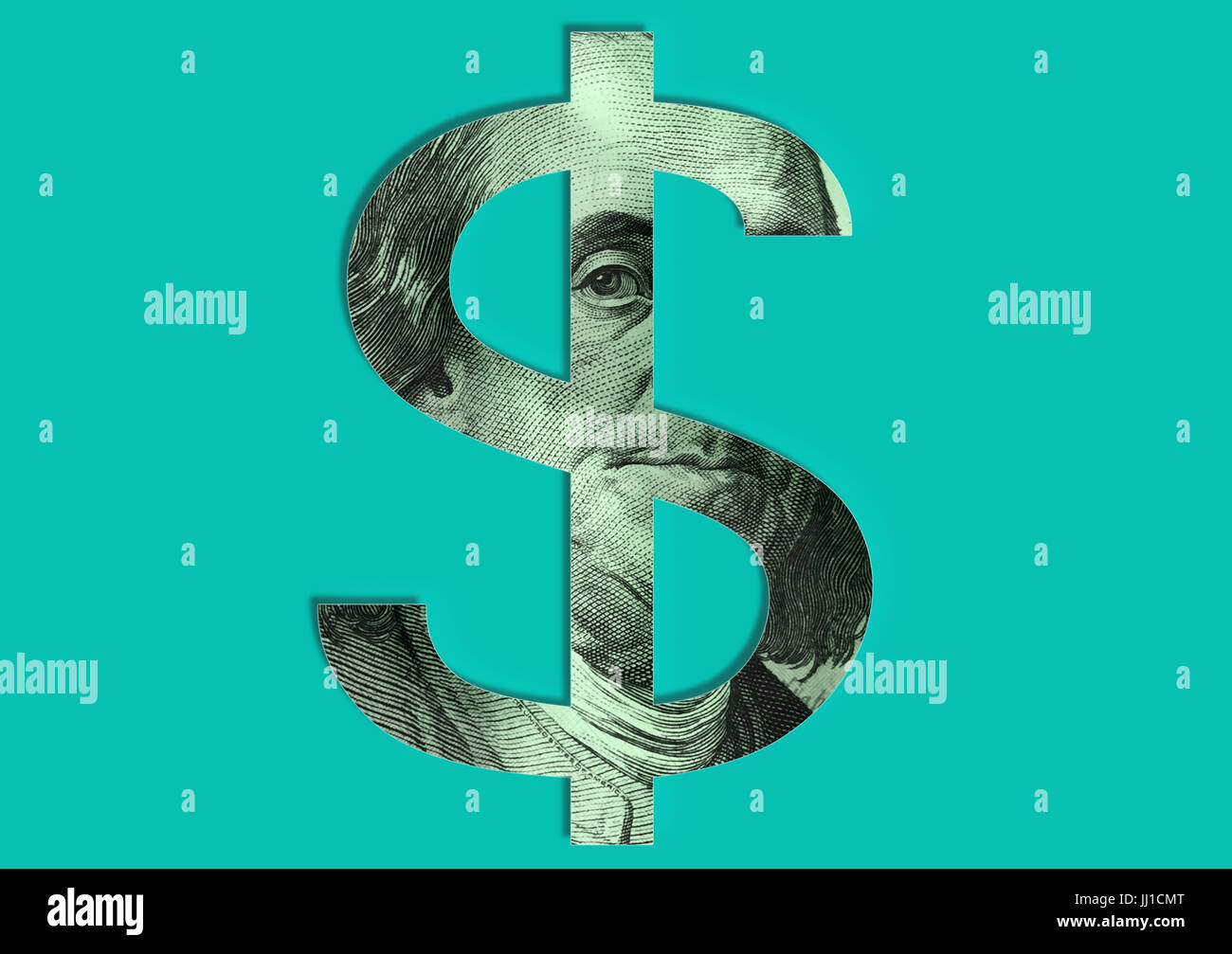 Paper Cut Dollar Sign with Bill Texture Stock Photo