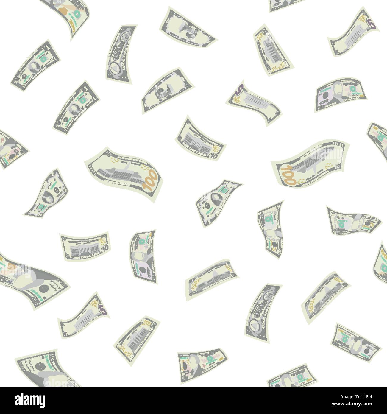 Flying Dollars Seamless Pattern Vector. Cartoon Money Bills Banknotes. Falling Finance. Isolated Illustration Stock Vector