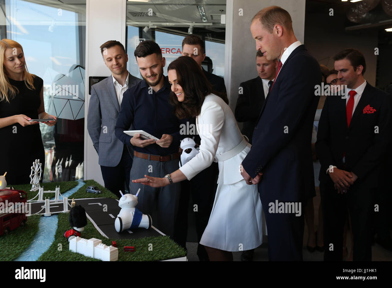 The Duke of Cambridge and The Duchess of Cambridge attend a young entrepreneurs event at the Spire Building, Warsaw, on day one of their five-day tour of Poland and Germany. Stock Photo