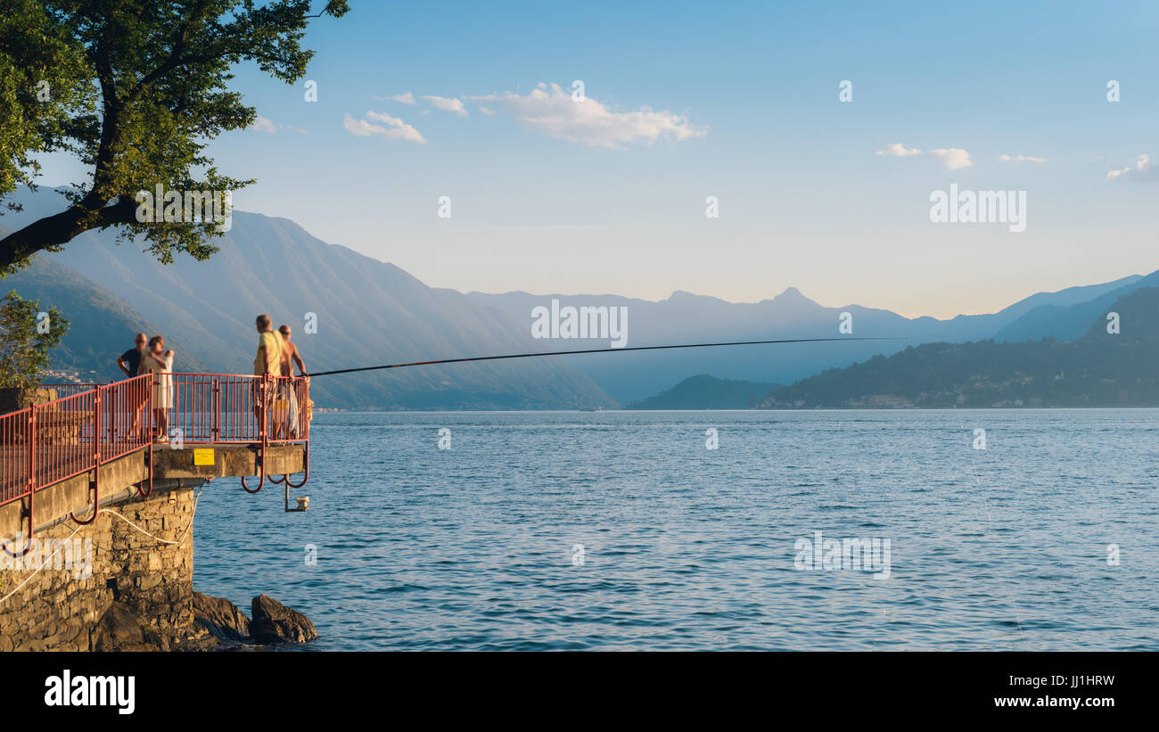 Fisherman on Lake Como, Italy Stock Photo