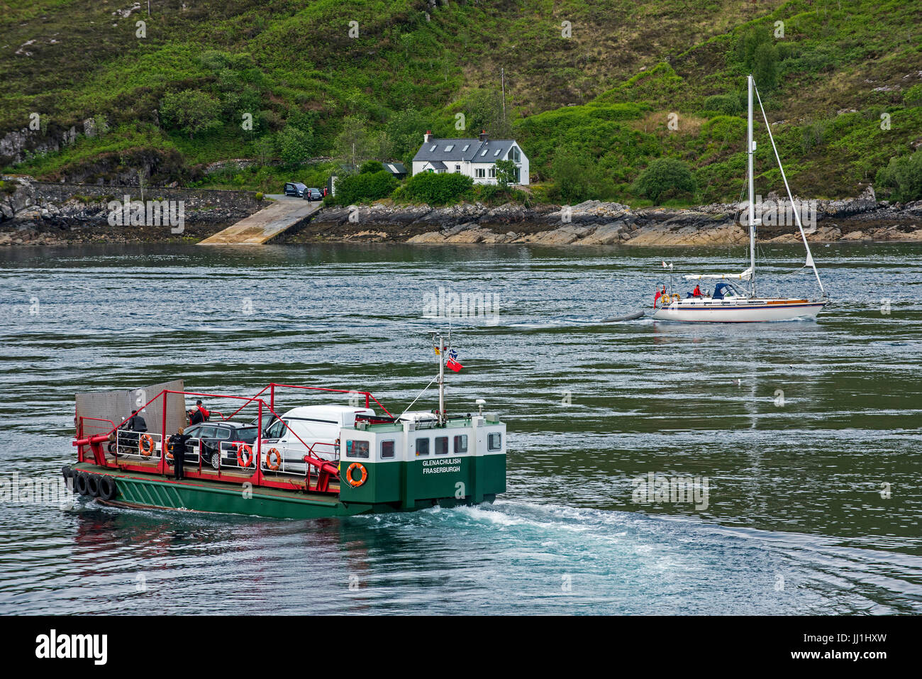 MV Glenachulish, turntable ferry operating a summer service between Glenelg and Kylerhea, on the Isle of Skye, Scottish Highlands, Scotland, UK Stock Photo