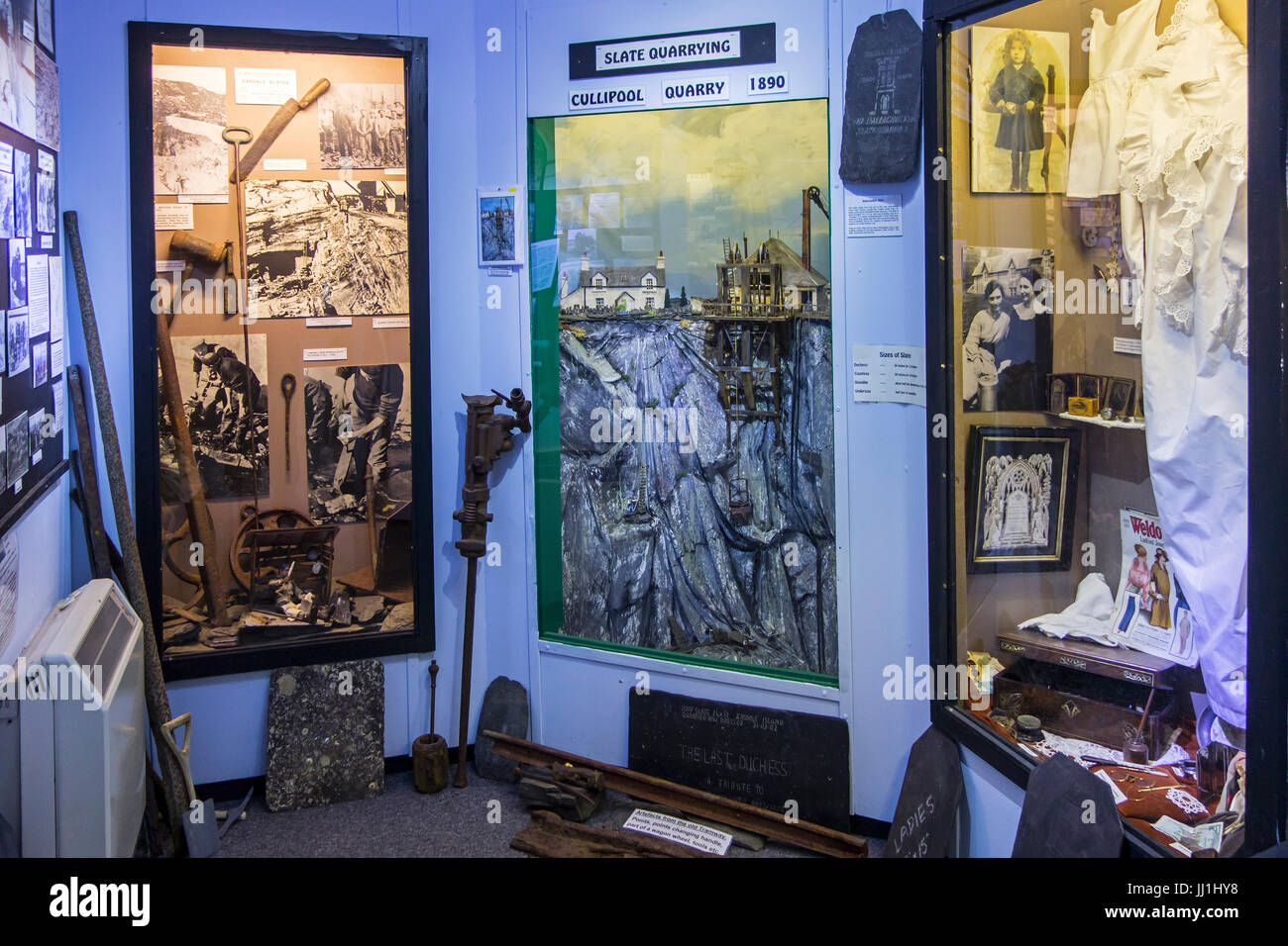 Interior of the Slate Islands Heritage Trust Museum at Ellenabeich on the isle of Seil, Argyll and Bute, Scotland, UK Stock Photo