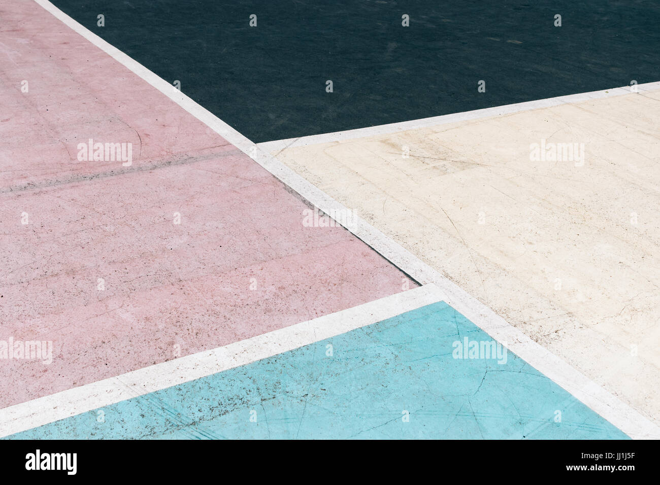 Multi Colored Concrete Court On The Playground Outdoors Stock
