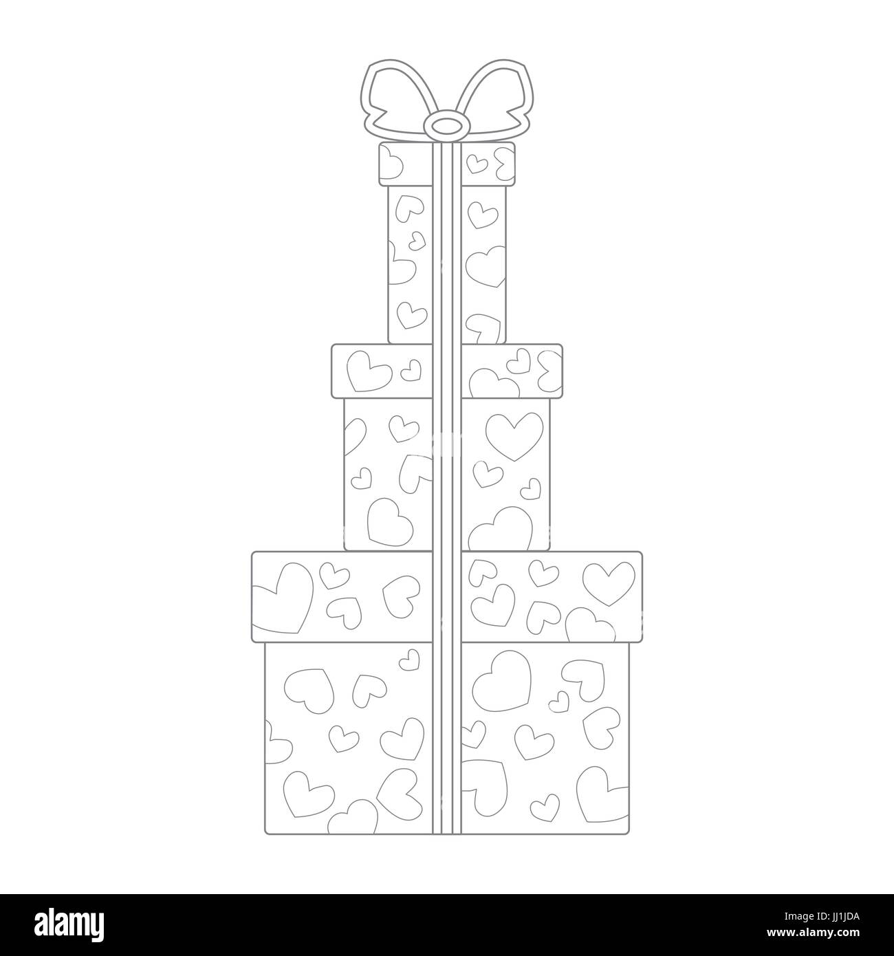 Vector illustration of gift boxes decorated hearts on white background ...