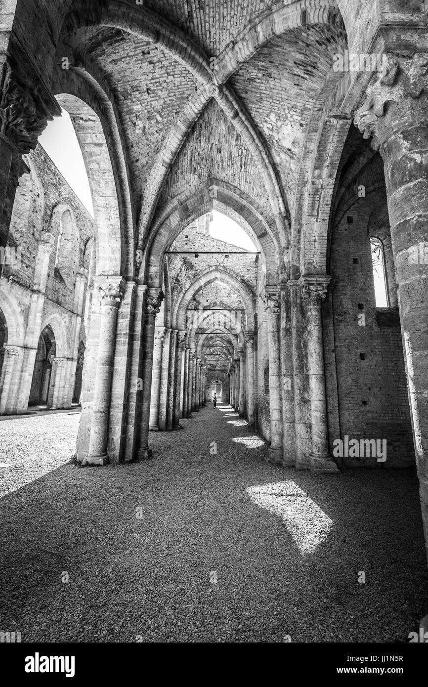 San Galgano Abbey in Tuscany, Italy Stock Photo