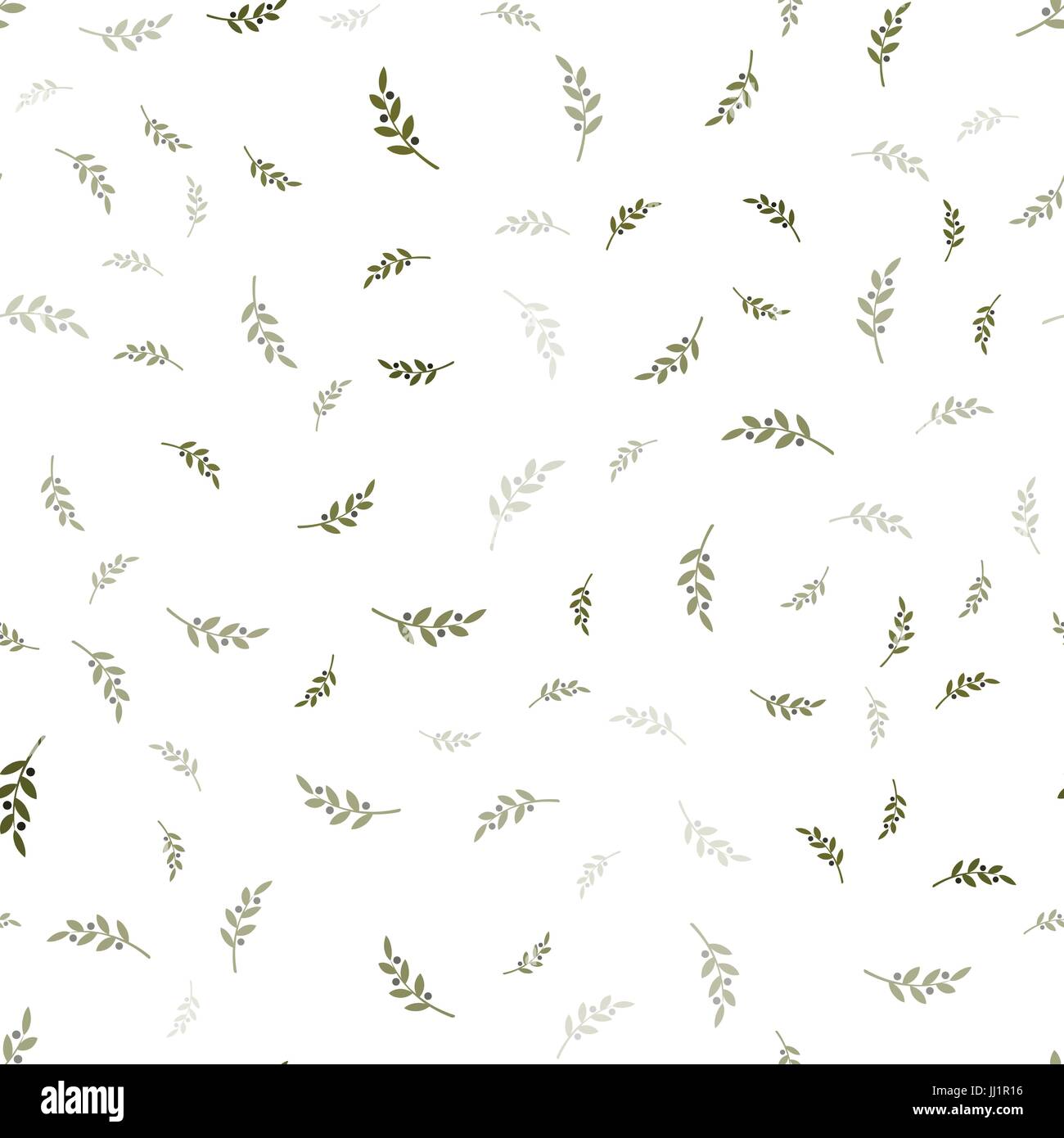 Olives branch vector seamless pattern. Green olive on white background. Stock Vector