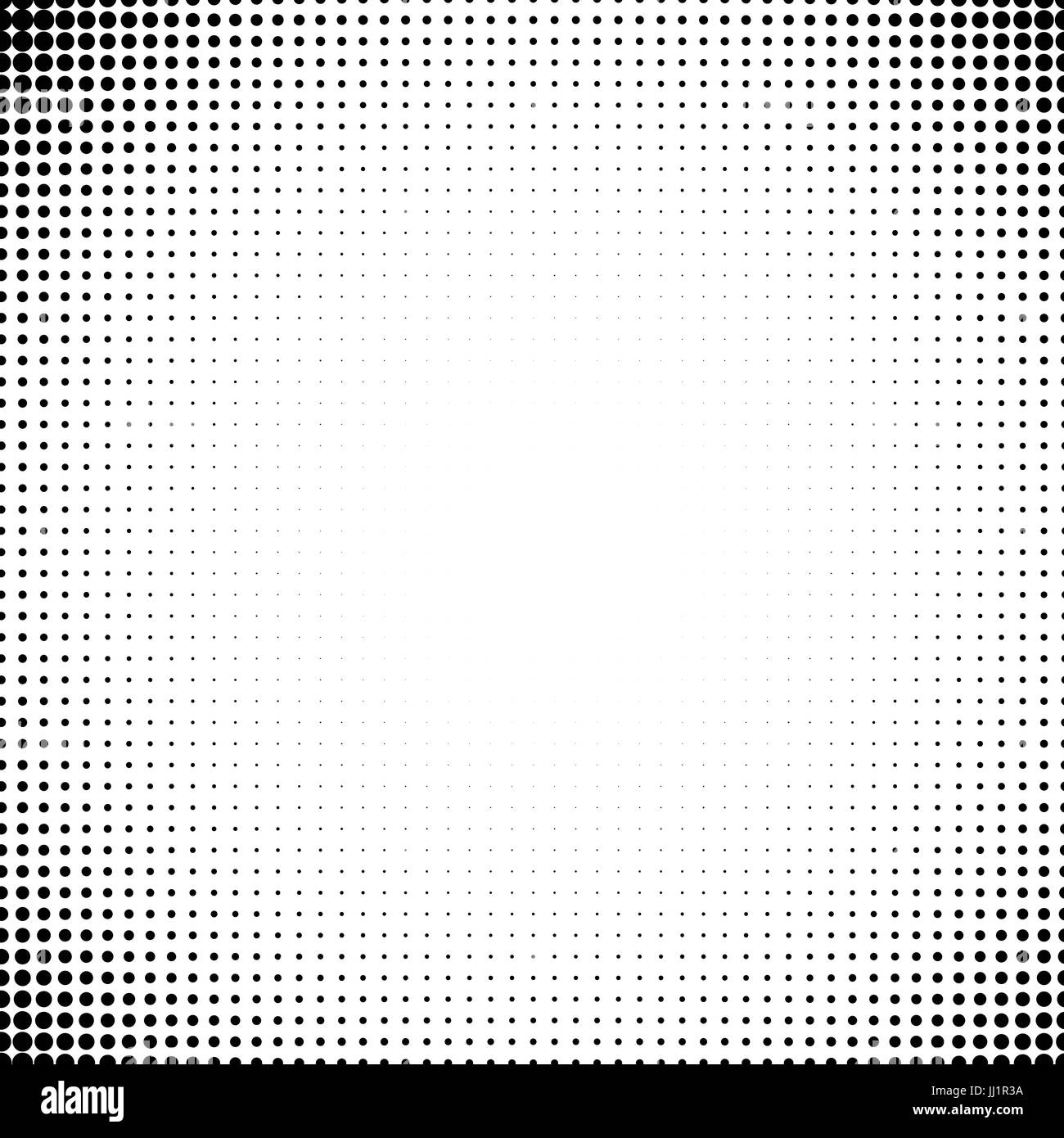 Vector background of dots in the corners of the image. Black digital vignette in cartoon style for comics Stock Vector