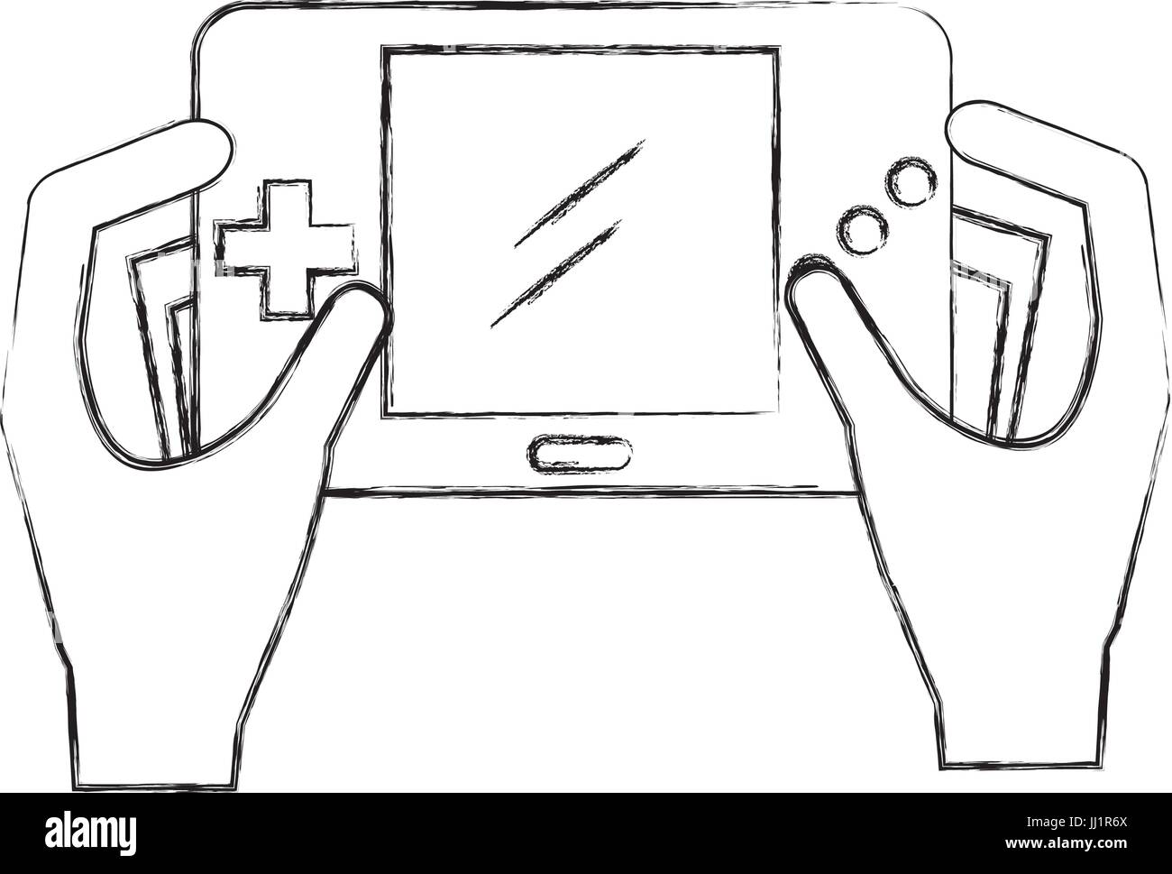 hands user with Portable video game console Stock Vector Image & Art ...