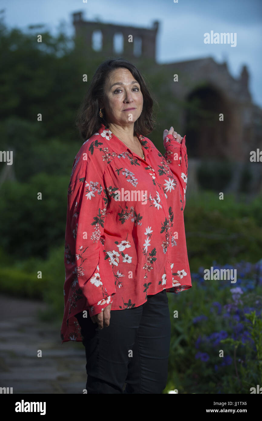 Arabella Weir sits for portraits as she attends the "Borders Book