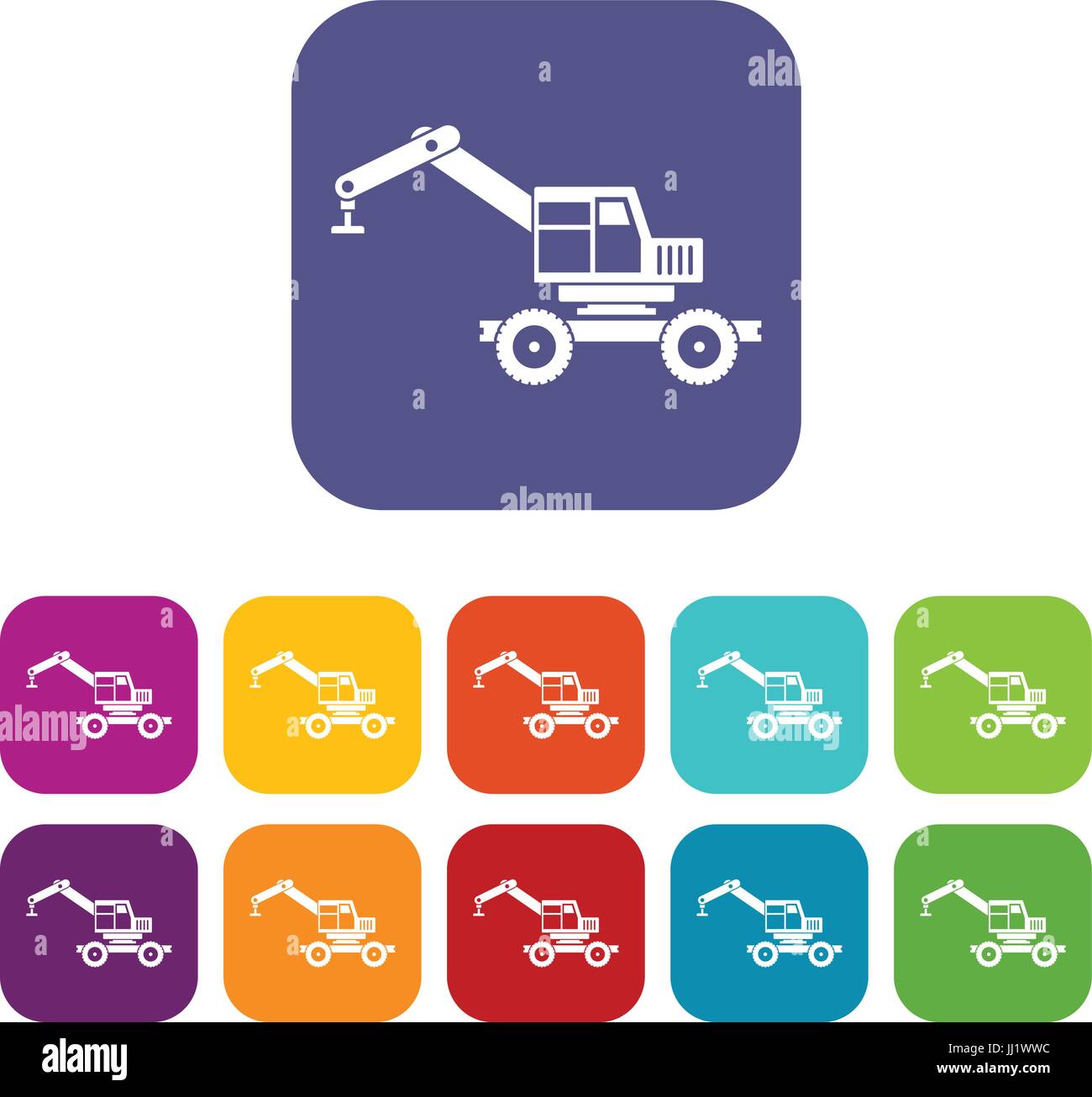 Crane truck icons set flat Stock Vector Image & Art - Alamy