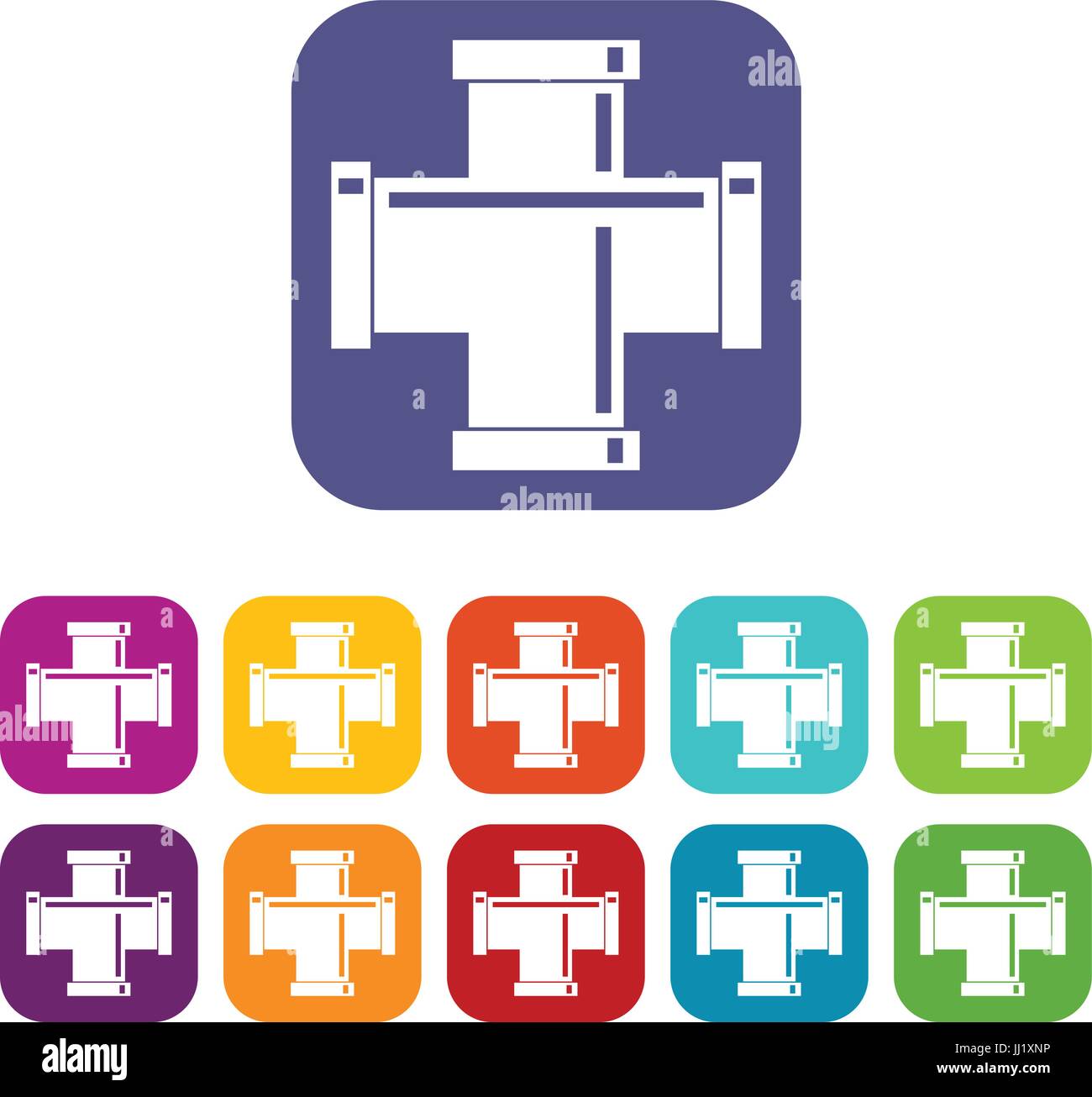 Black pipe fitting icons set flat Stock Vector Image & Art - Alamy