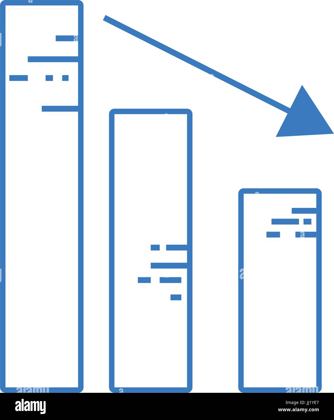 silhouette statistic bar with arrow down to business company Stock ...