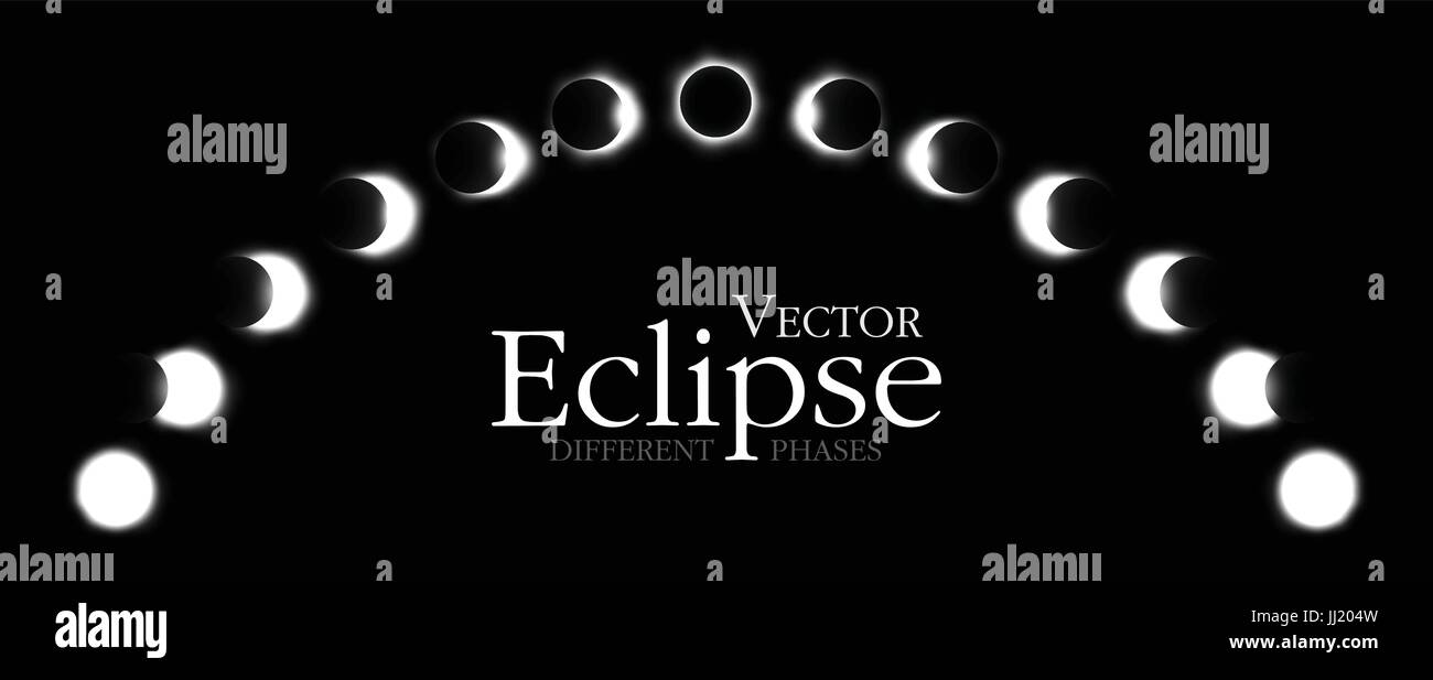 Different phases of solar and lunar eclipse . Vector Stock Vector Image ...