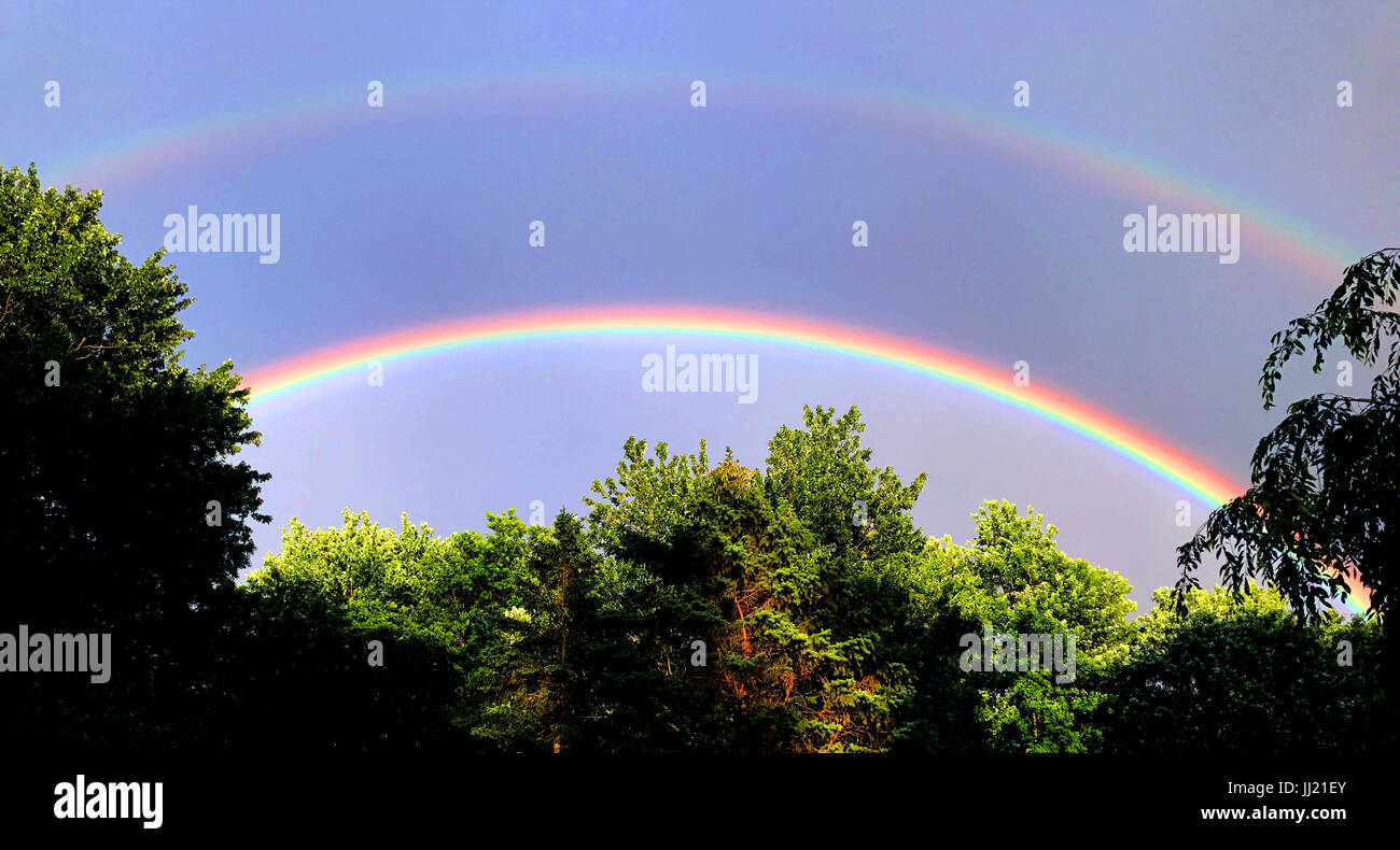 Double rainbow Stock Photo