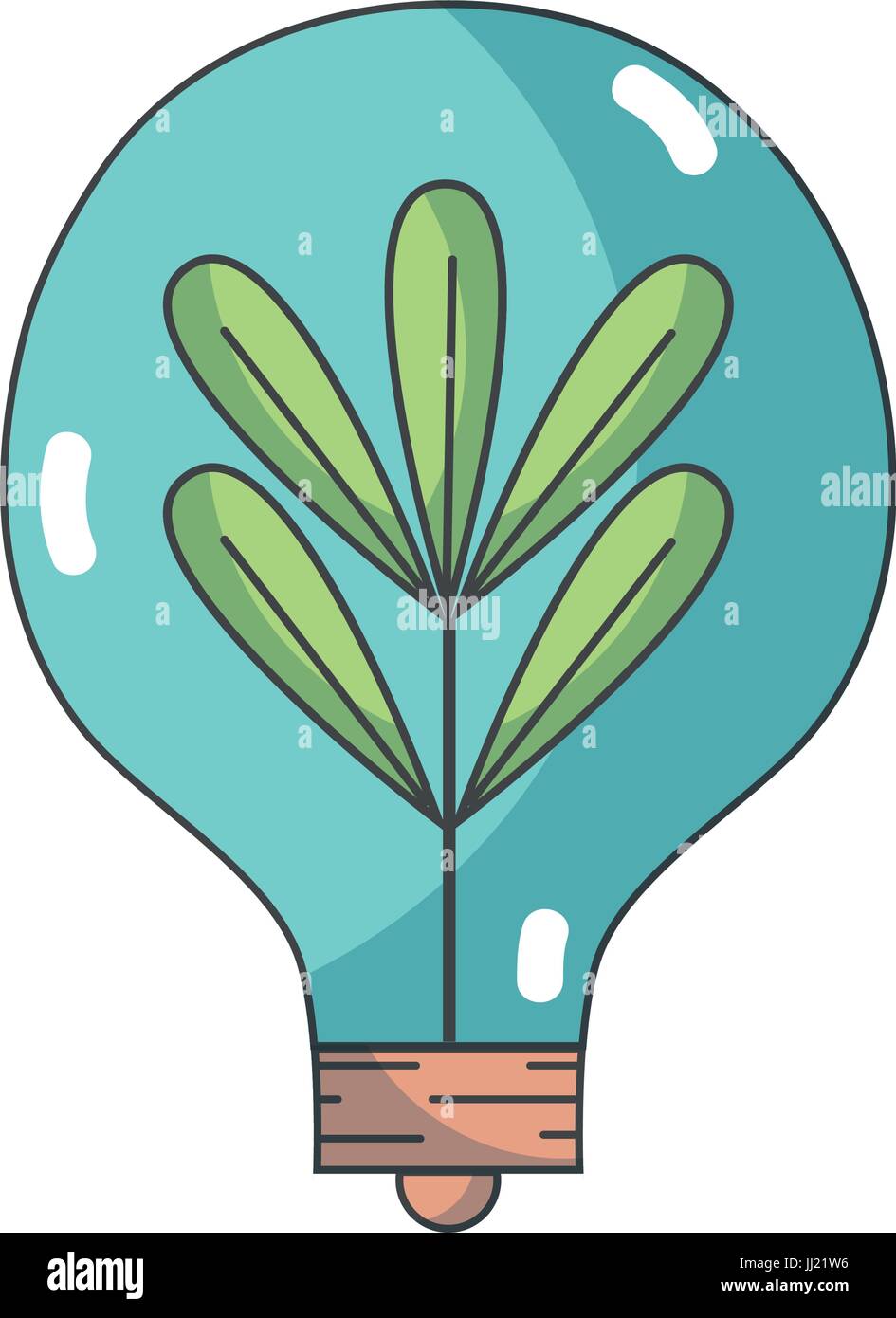 bulb with plant and leaves inside icon Stock Vector Image & Art - Alamy
