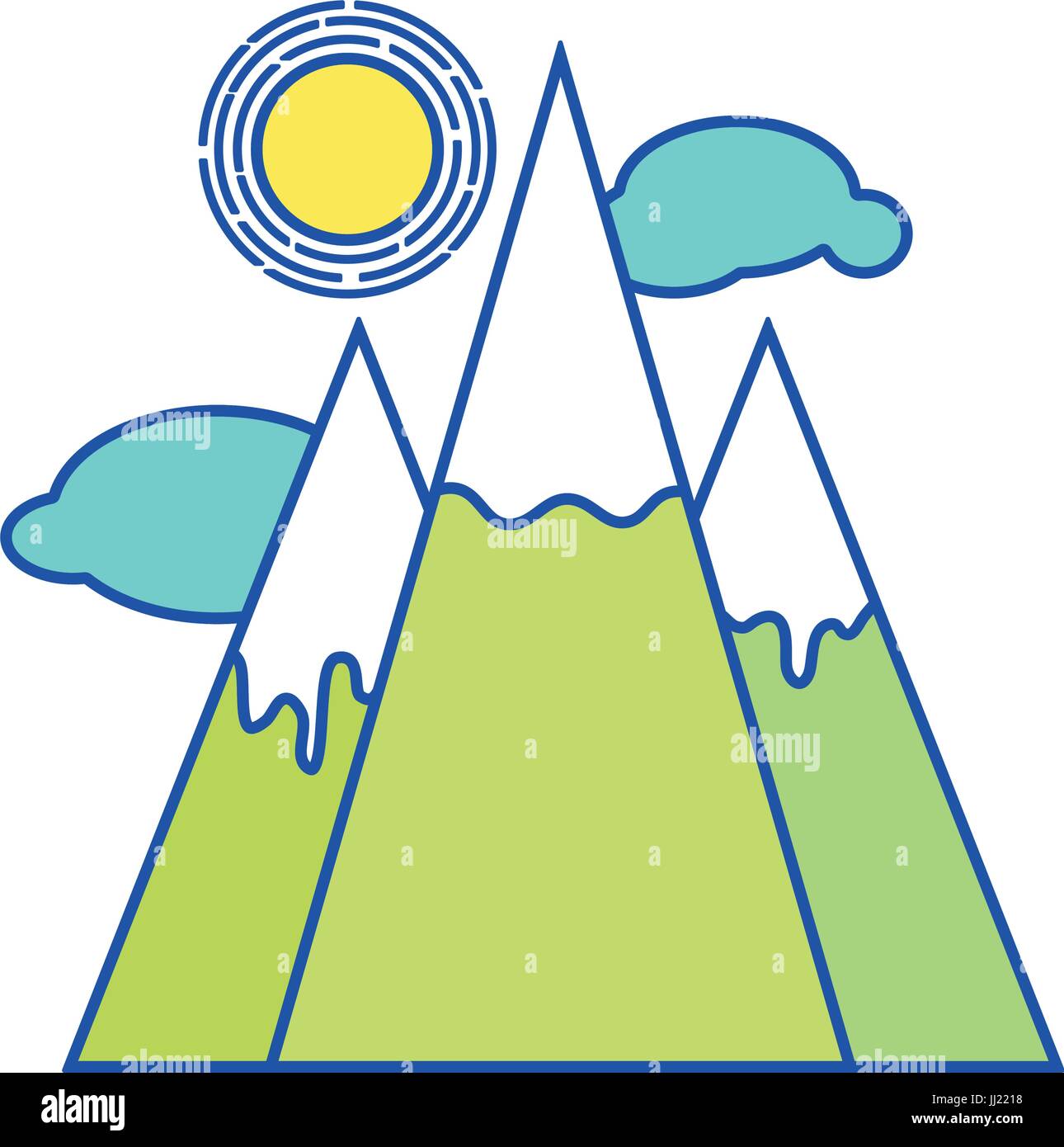 snowy mountains with clouds and sun Stock Vector Image & Art - Alamy