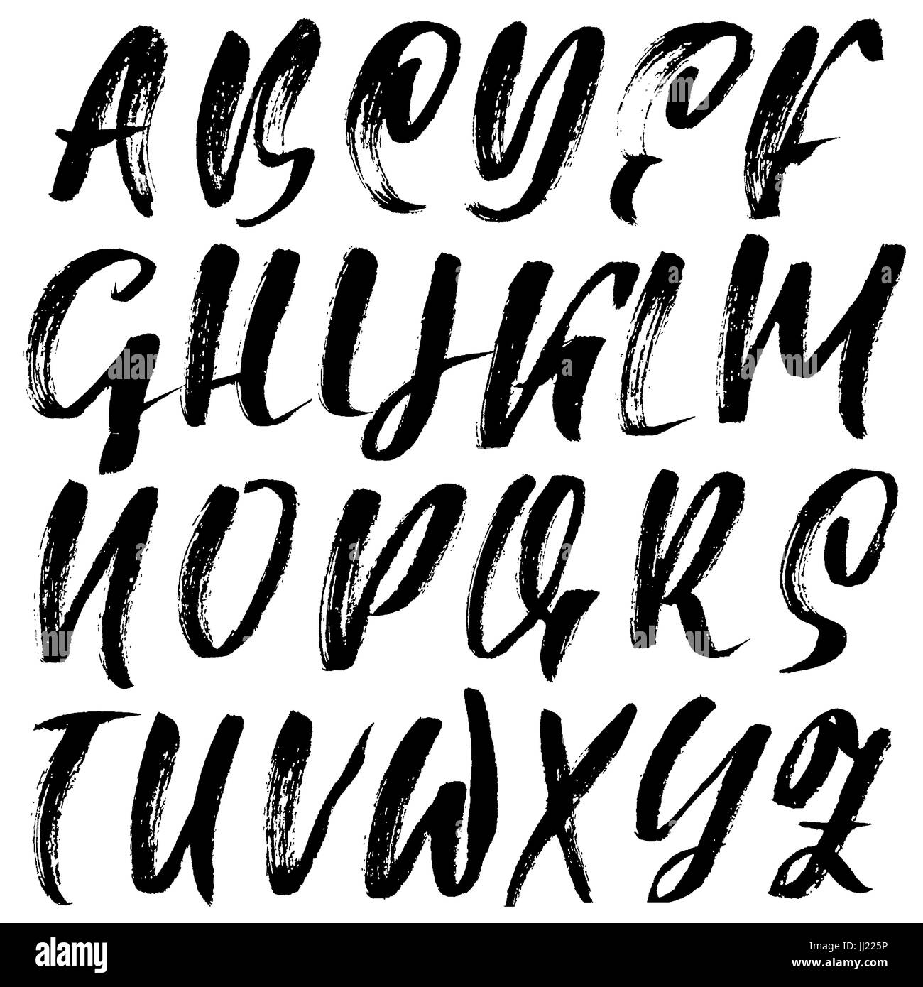 Hand drawn dry brush font. Modern brush lettering. Grunge style alphabet.  Vector illustration Stock Vector Image & Art - Alamy