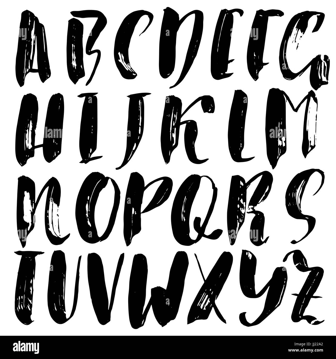 Hand drawn dry brush font. Modern brush lettering. Grunge style ...