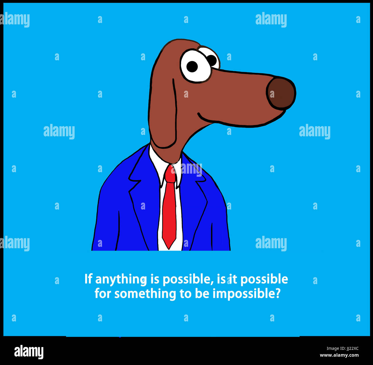 Cartoon illustration of a dog and a pun on possibility Stock Photo