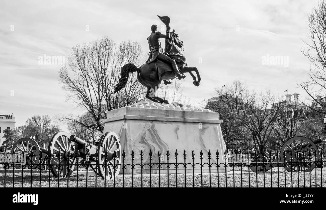 Statue at Lafayette Square in front of the White House Stock Photo