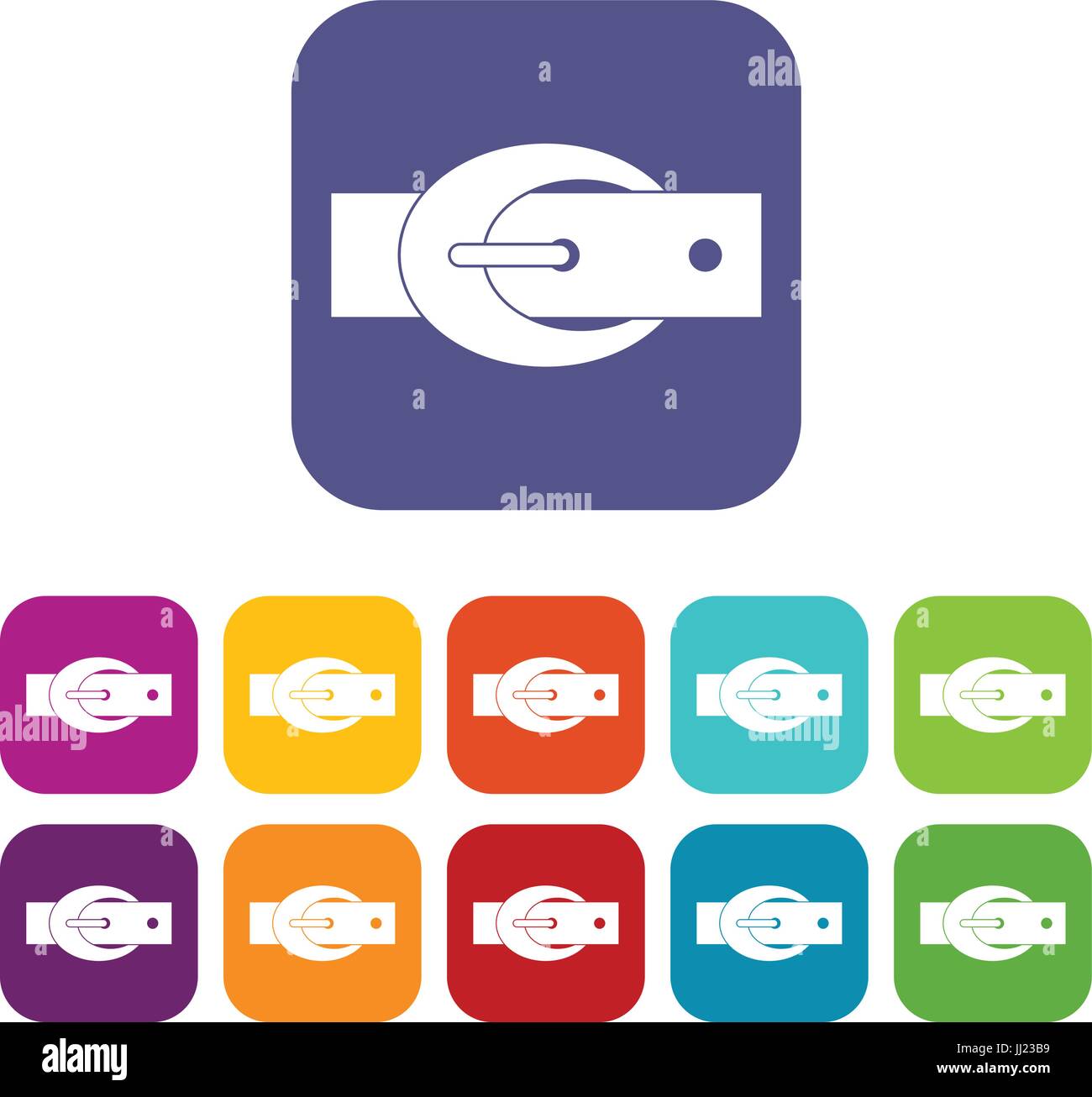 Oval belt buckle icons set flat Stock Vector
