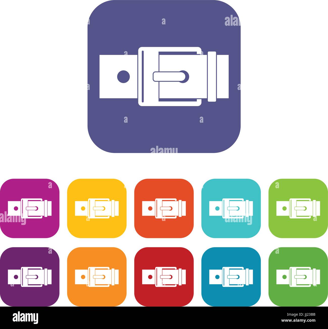 Belt with square buckle icons set flat Stock Vector