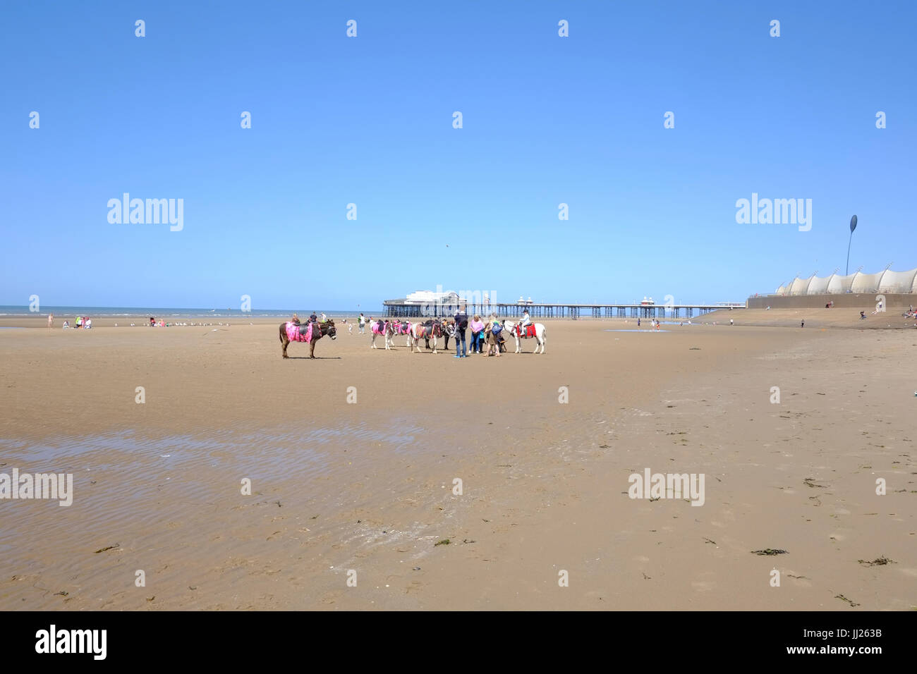 Blackpool North Shore Beach and North Pier Stock Photo