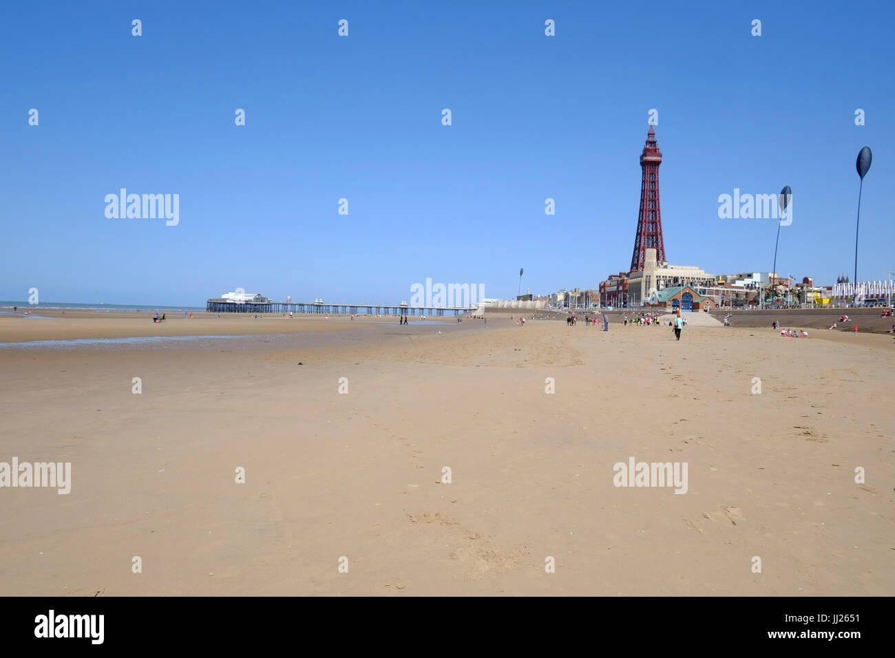 Blackpool Tower and beach Stock Photo