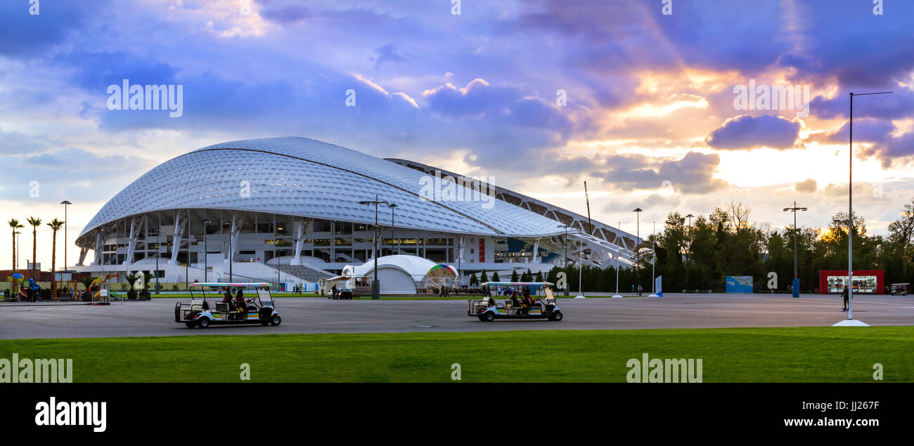 Sochi Adler, Russia - November 1, 2015: Fisht Olympic stadium built for XXII Sochi winter Olympic games 2013. Reconstruction of Stadium Fisht for Conf Stock Photo