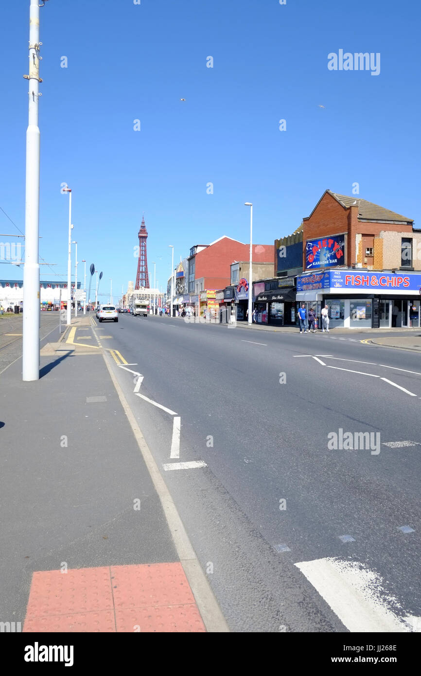 Blackpool promenade looking inland, Stock Photo