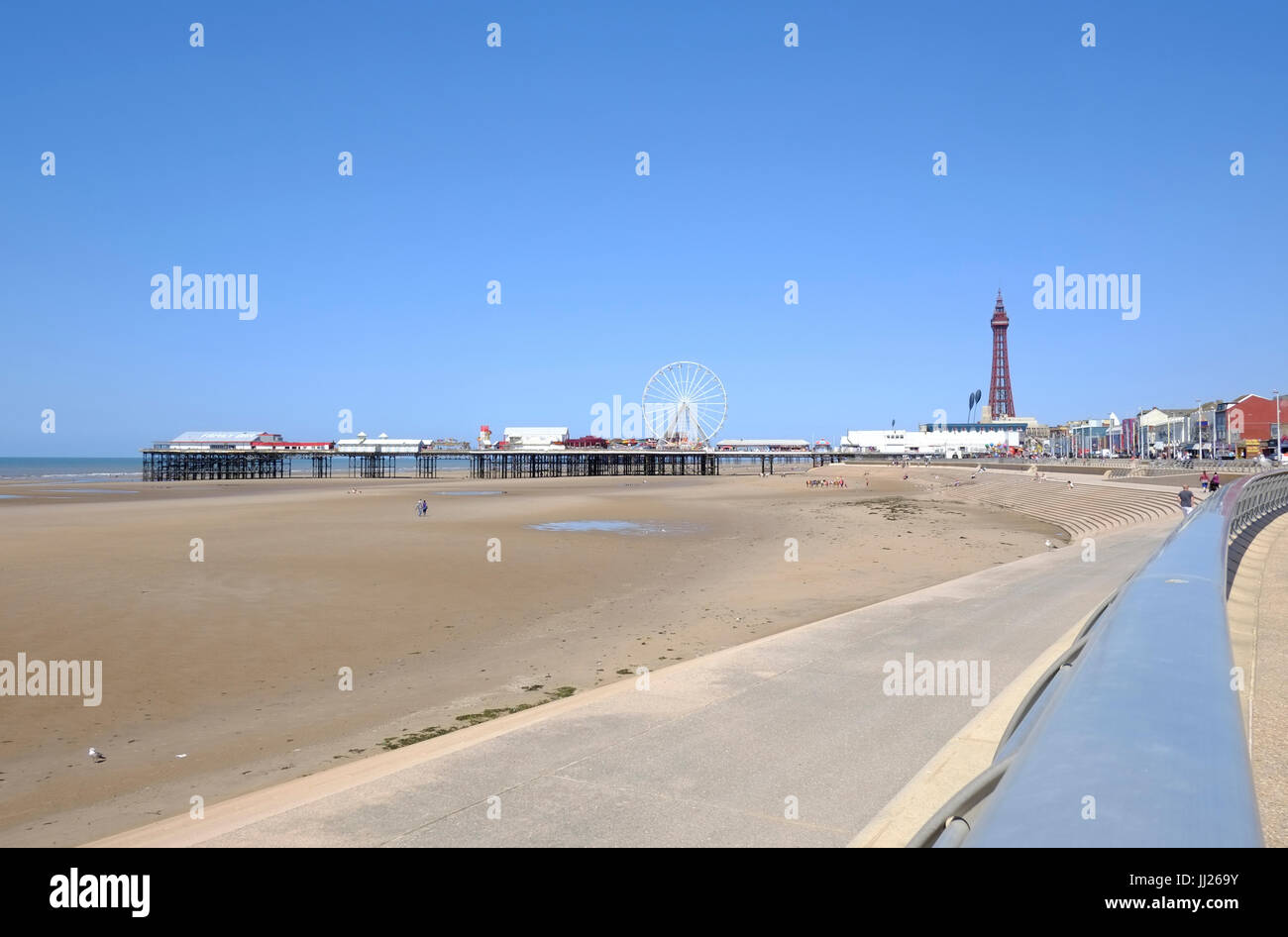 Beach and Central Pier, Blackpool Stock Photo