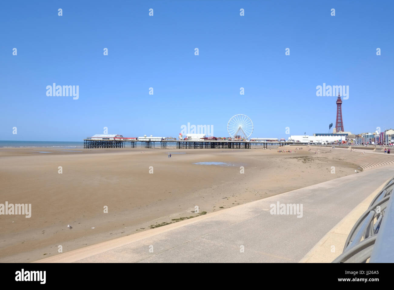 Beach and Central Pier, Blackpool Stock Photo