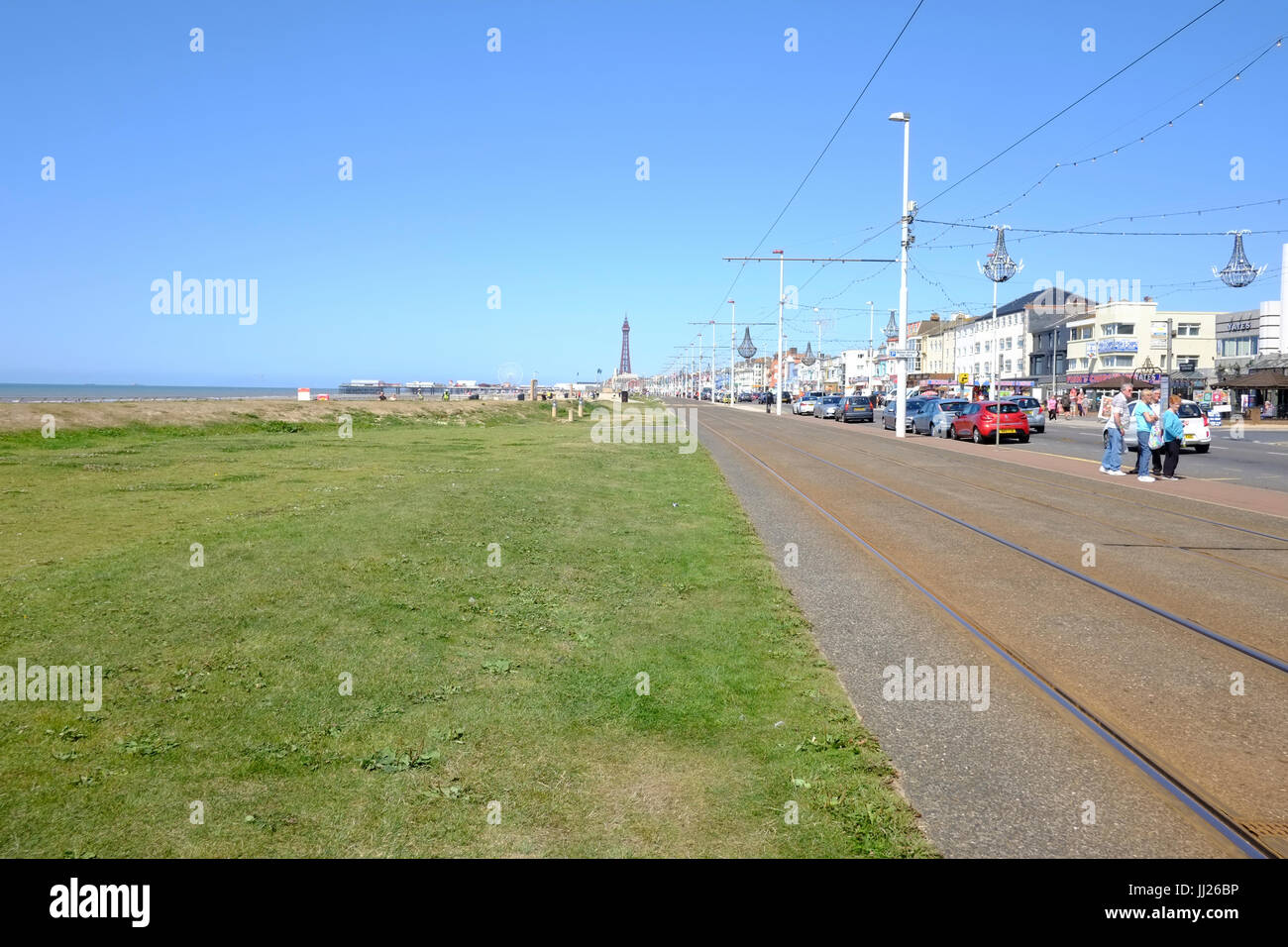Blackpool Promenade and Tramway Stock Photo