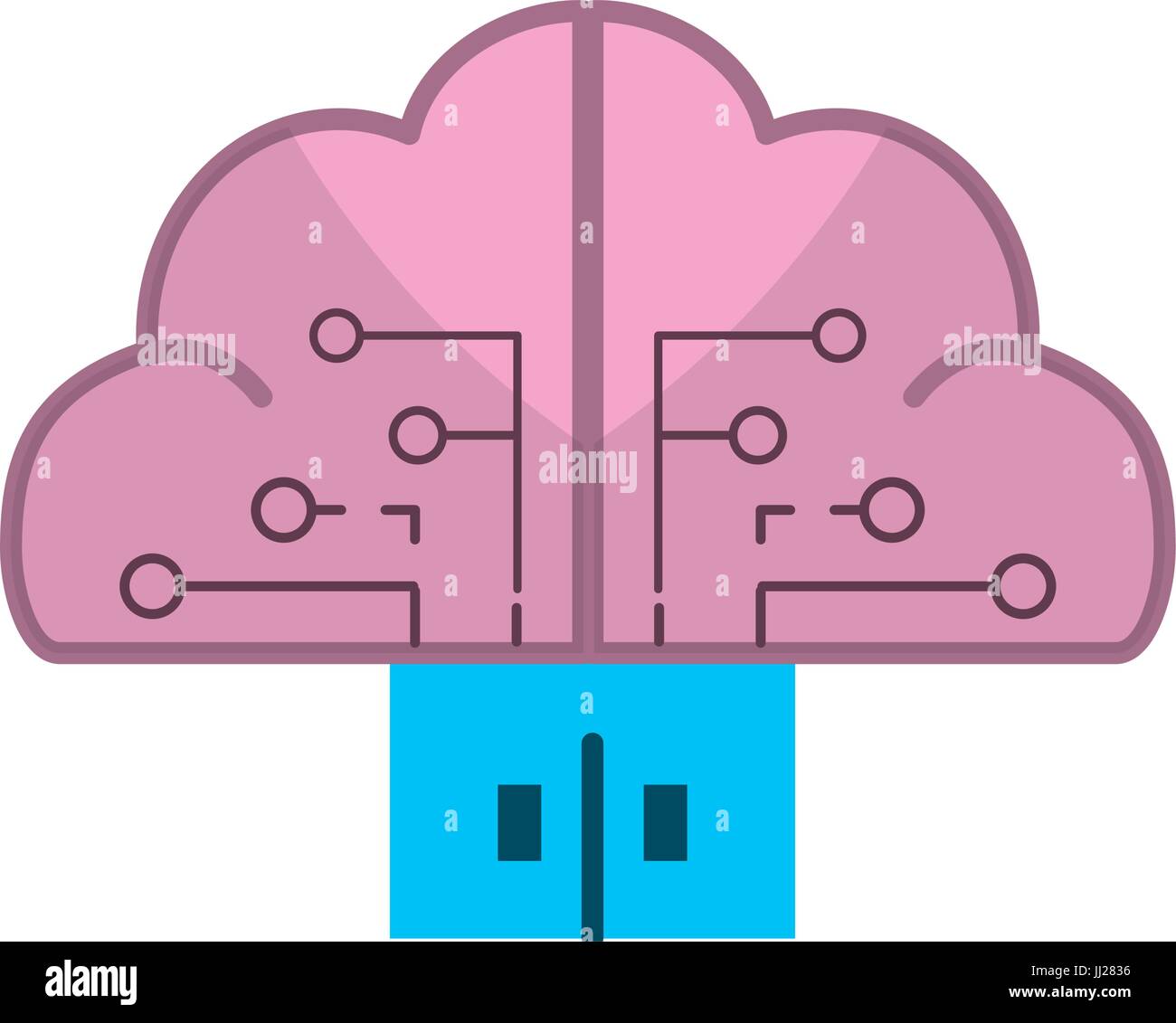 brain cloud data with circuits and door connection Stock Vector
