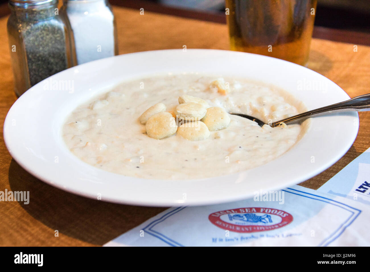 Clam chowder, Legal Sea Foods restaurant, Boston, MA, USA Stock Photo