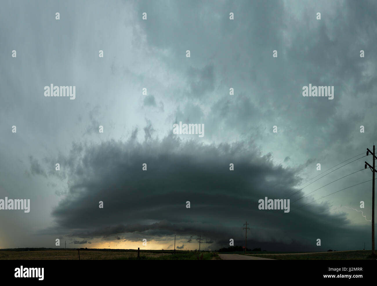 Large Thunderstorm Clouds Over Nebraska Fields Stock Photo